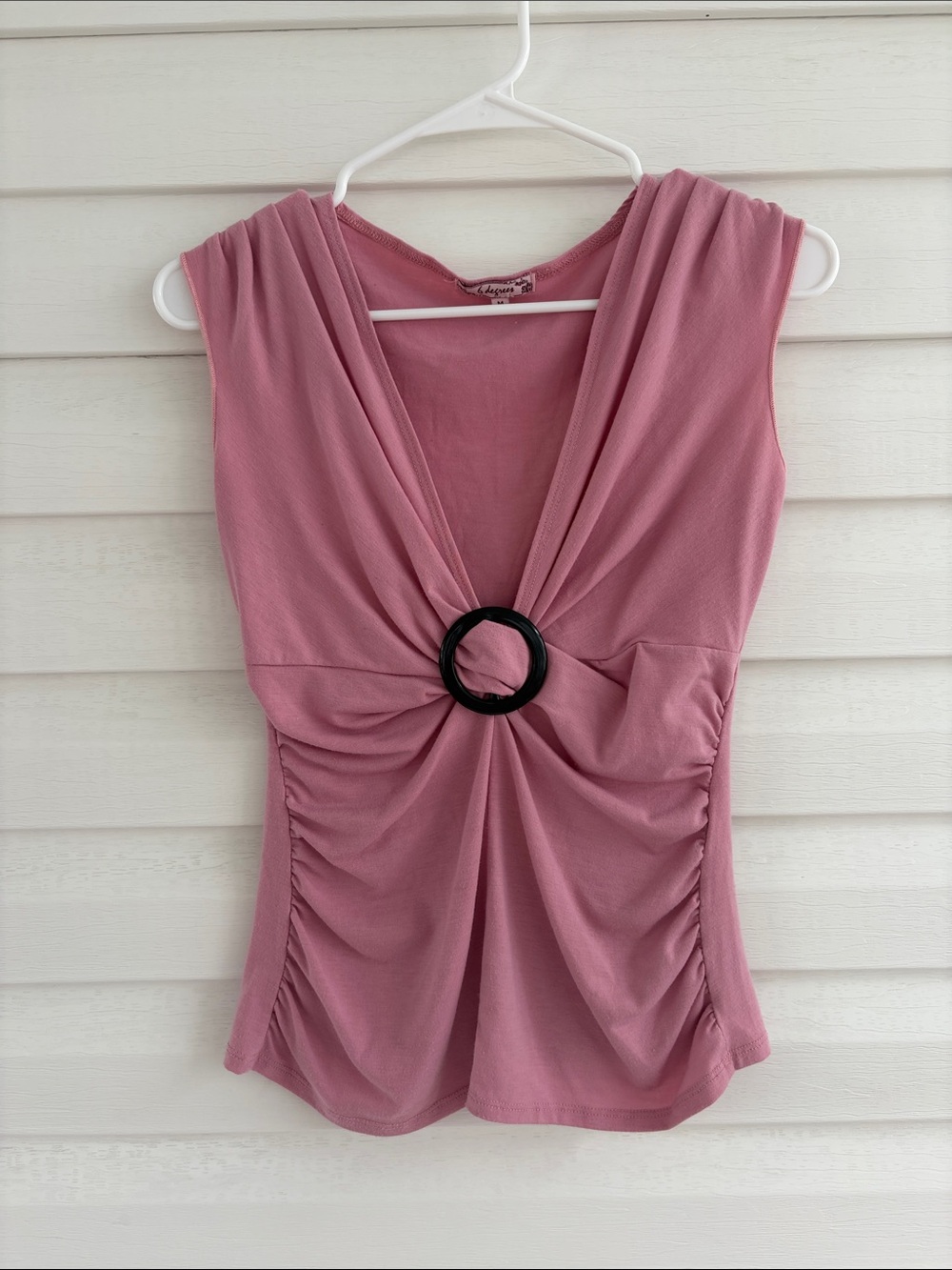 6 Degrees Mauve Pink Ruched Ring Front Y2K Sleeveless Top Size Medium